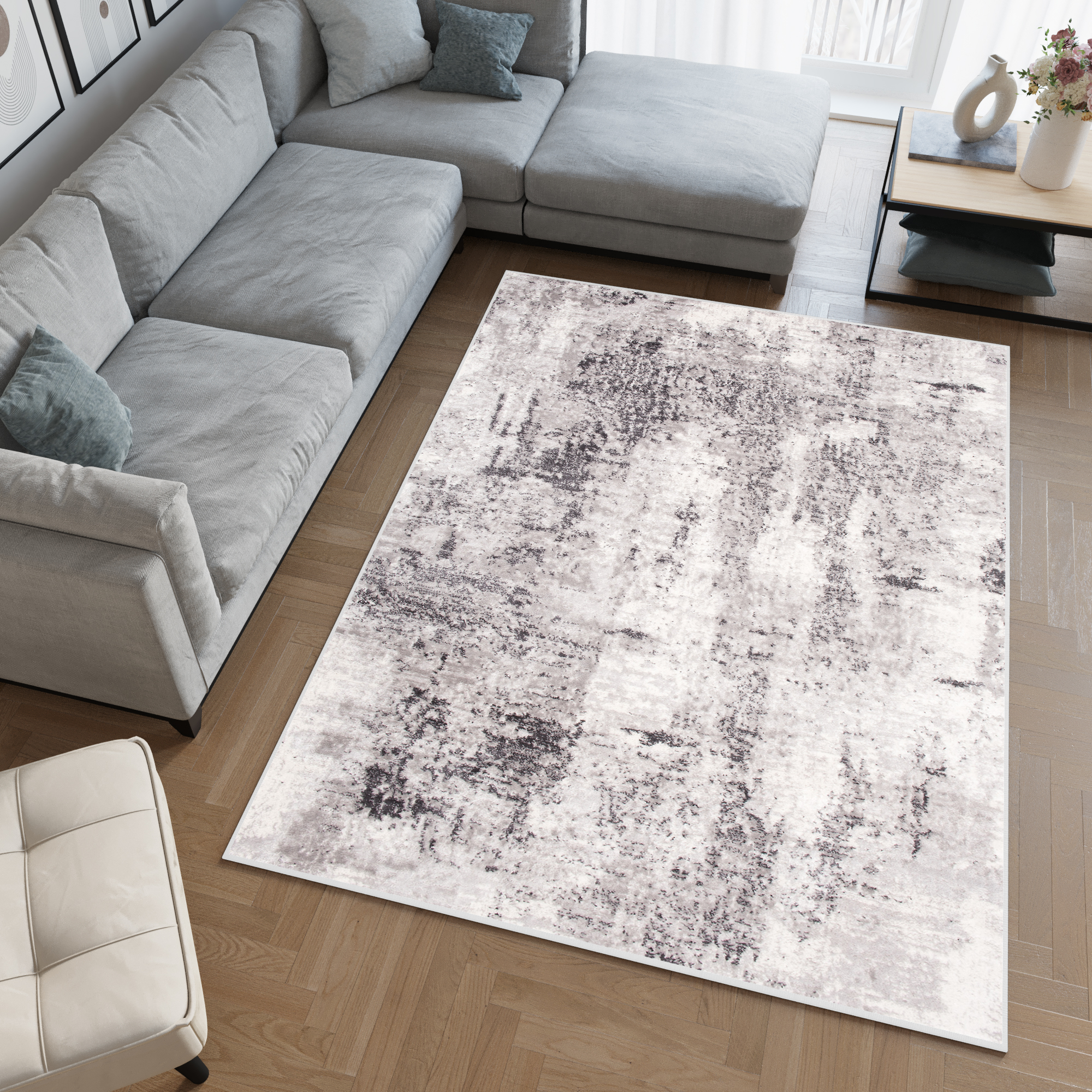 Alfombra Sky Gris Abstracto Vintage Moteado