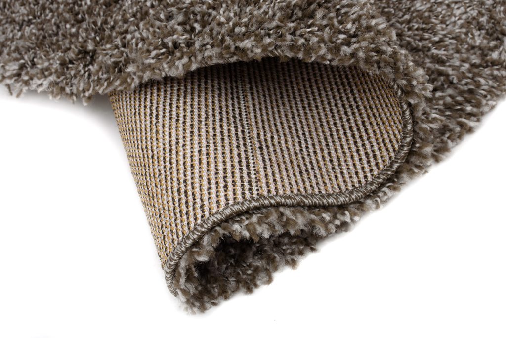 Alfombra Essence Redonda Shaggy Unicolor Taupe Gris Melange