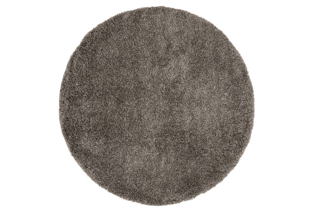 Alfombra Essence Redonda Shaggy Unicolor Taupe Gris Melange