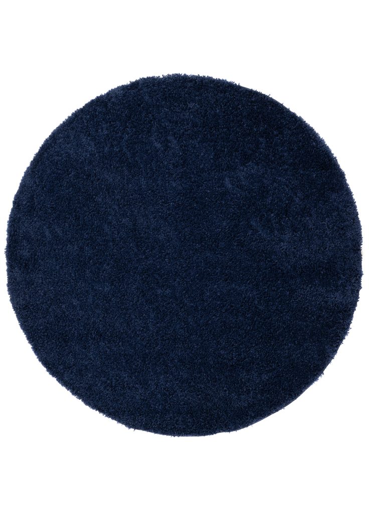 Alfombra Essence Redonda Shaggy Unicolor Azul Marino