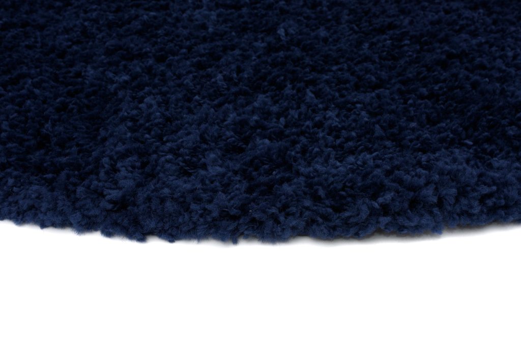 Alfombra Essence Redonda Shaggy Unicolor Azul Marino