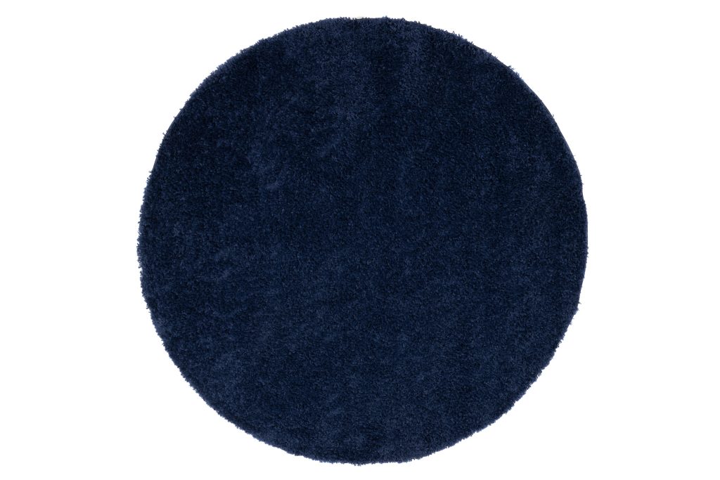 Alfombra Essence Redonda Shaggy Unicolor Azul Marino