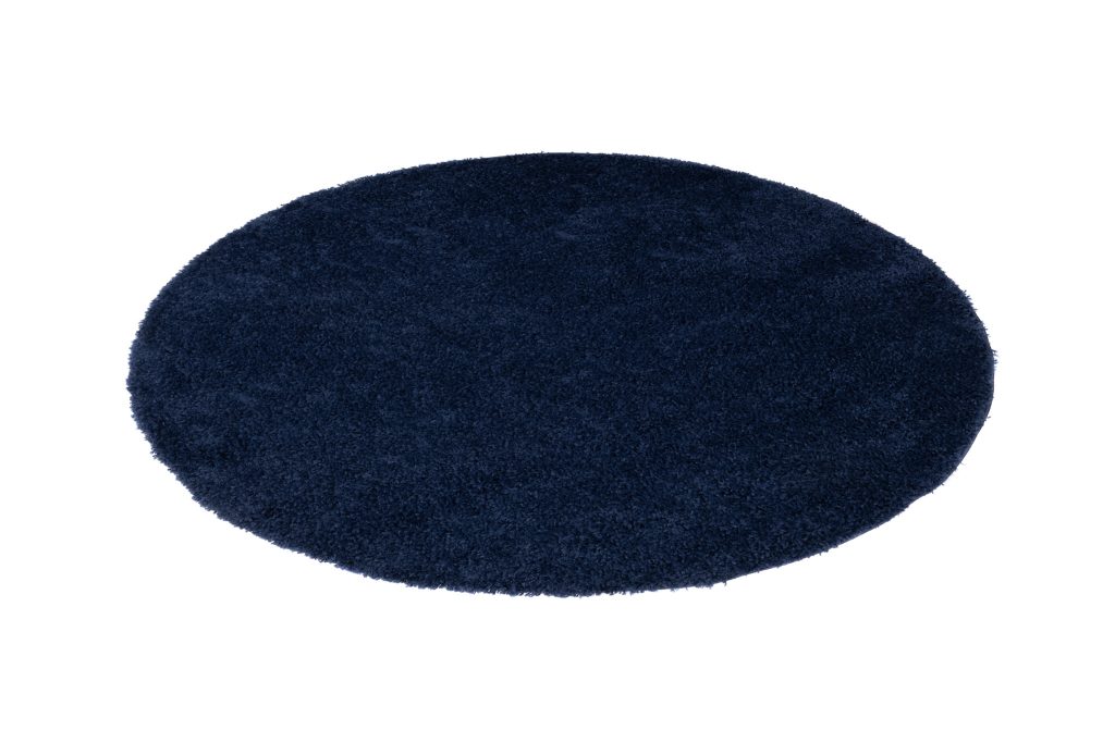 Alfombra Essence Redonda Shaggy Unicolor Azul Marino