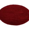 Alfombra Essence Redonda Shaggy Unicolor Rojo