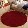 Alfombra Essence Redonda Shaggy Unicolor Rojo
