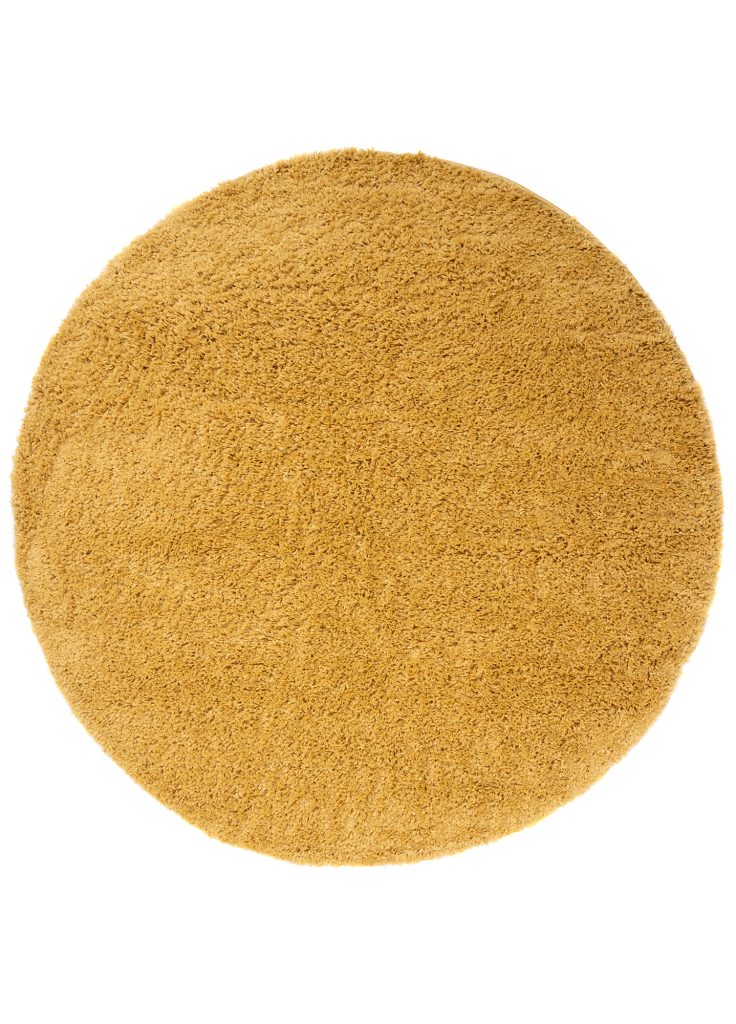 Alfombra Essence Redonda Shaggy Unicolor Mostaza