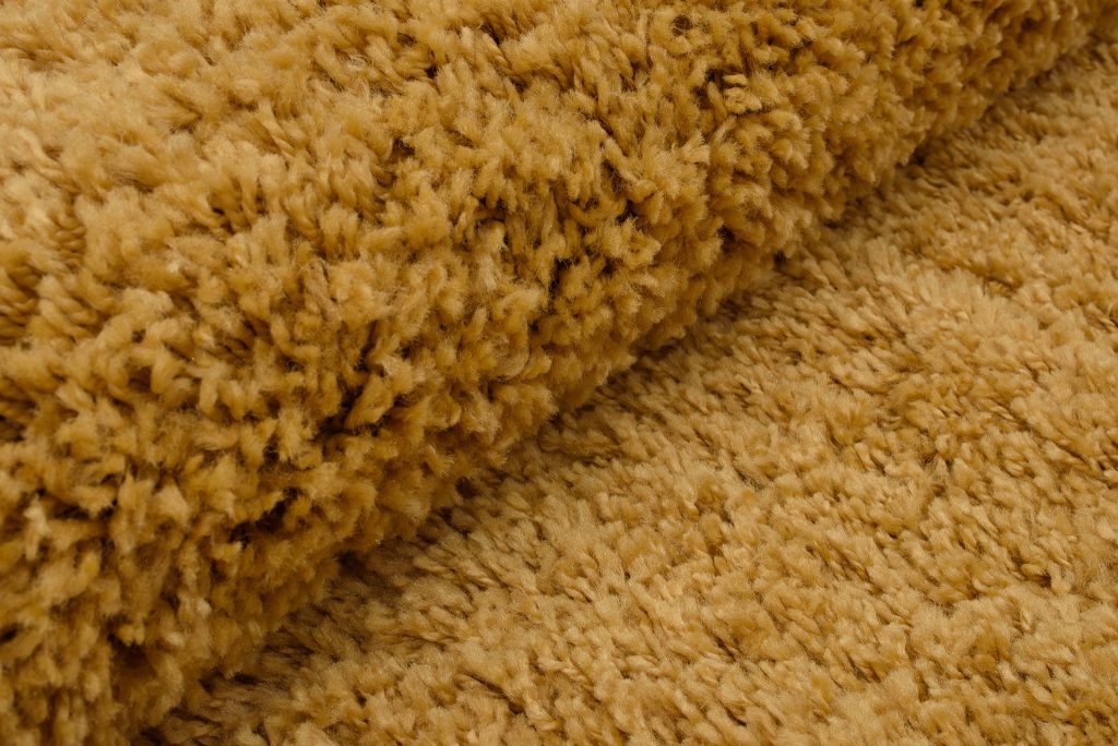 Alfombra Essence Redonda Shaggy Unicolor Mostaza
