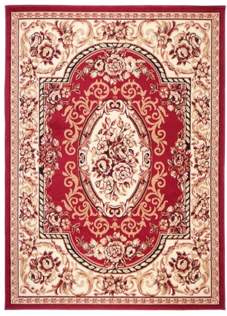 Alfombra Atlas Rojo Crema Tradicional Ornamental