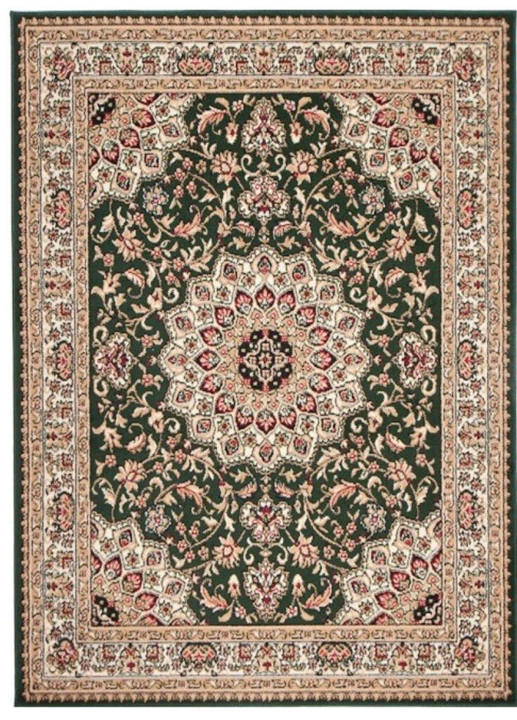 Alfombra Atlas Verde Tradicional Rosetón Borde