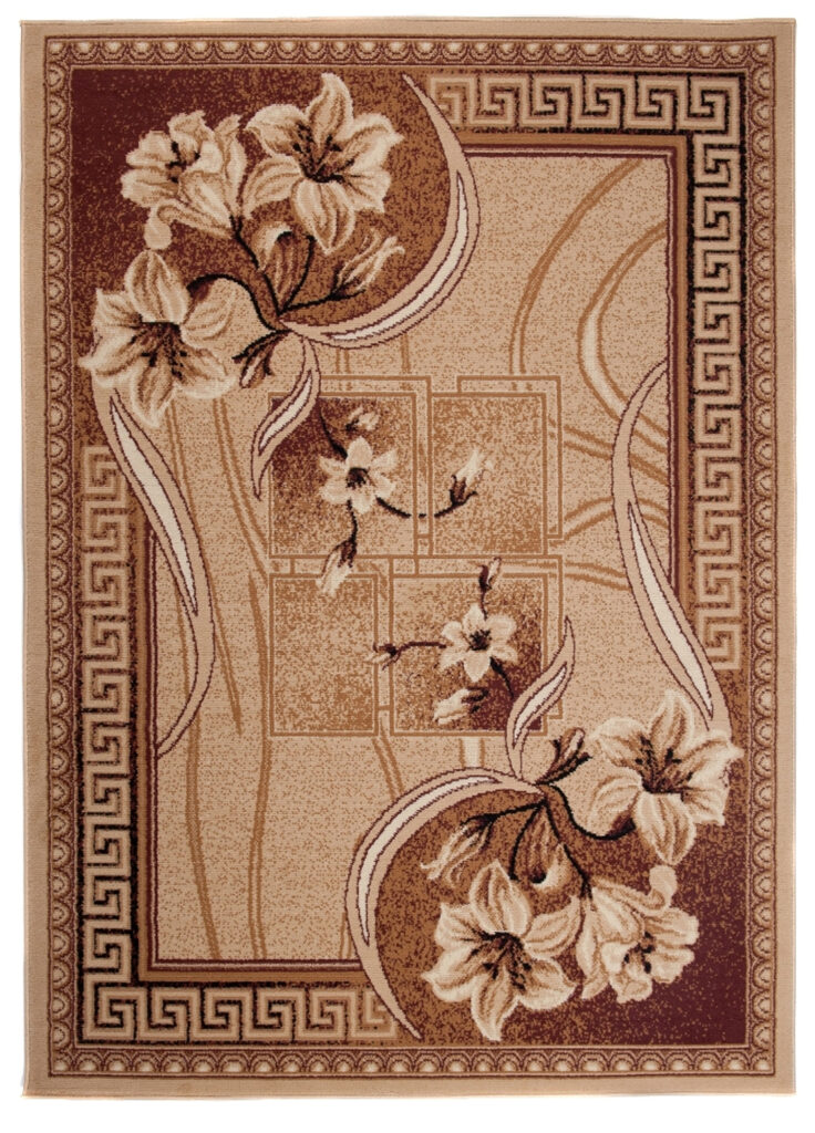 Alfombra Atlas Beige Marrón Clásico Floral