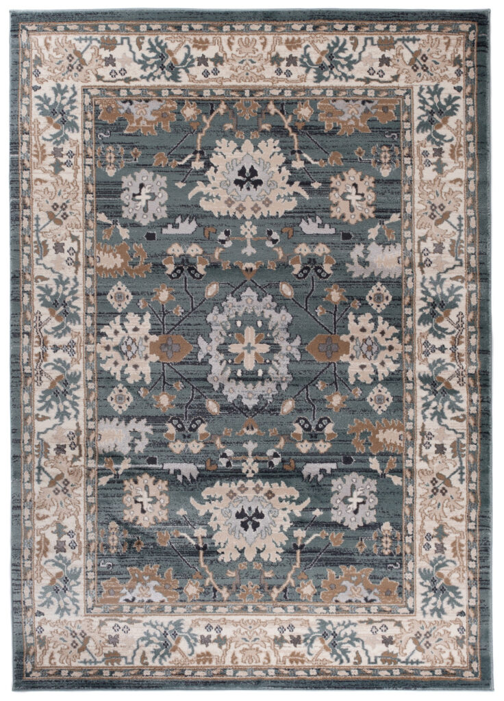 Alfombra Colorado Clásico Azul Beige Borde