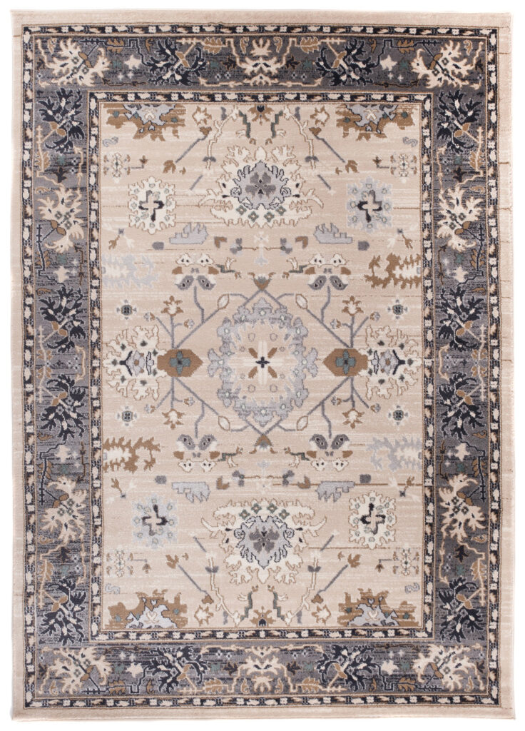 Alfombra Colorado Clásico Beige Gris Borde