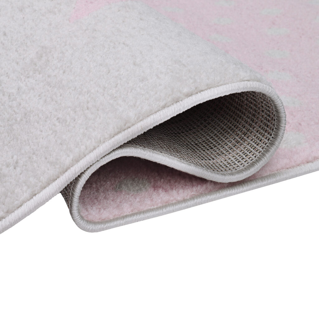 Alfombra Lazur Gris Rosa Cuadrados Infantil