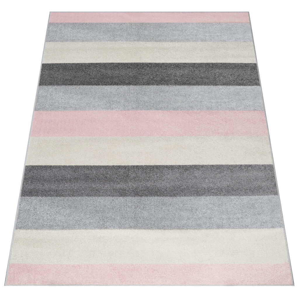 Alfombra Lazur Gris Rosa Geométrico Líneas