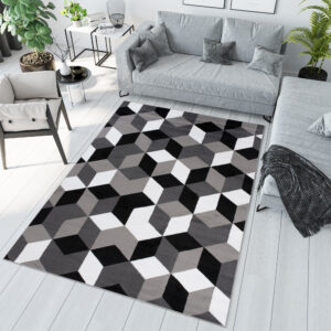 Alfombra Maya Gris Negro Cubos