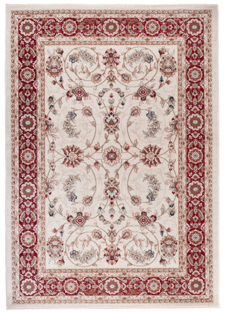 Alfombra Colorado Tradicional Crema Rojo Floral