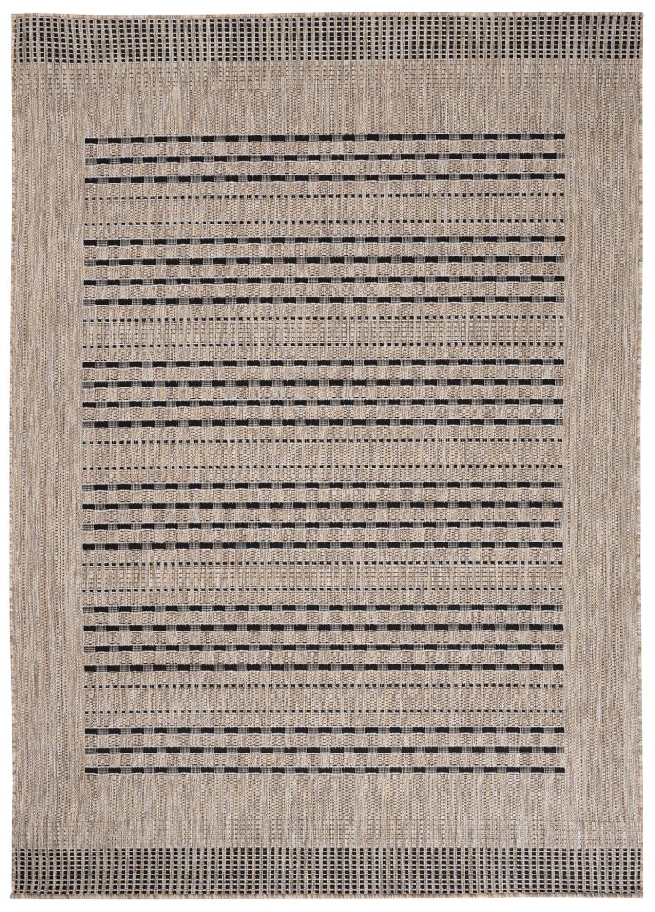 Alfombra Melissa Marrón Negro Rayas Interior Exterior