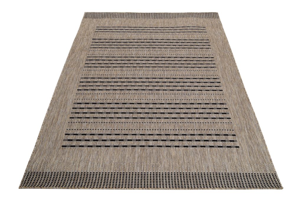 Alfombra Melissa Marrón Negro Rayas Interior Exterior