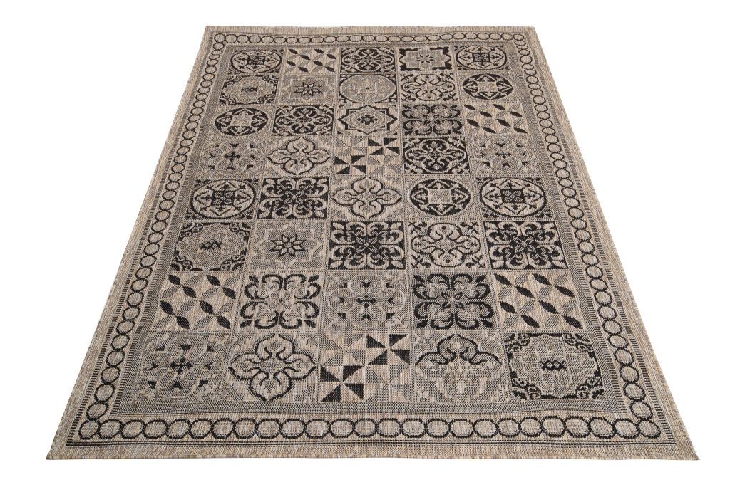 Alfombra Melissa Marrón Negro Mosaico Interior Exterior
