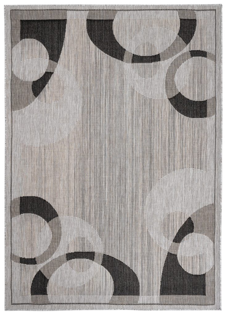 Alfombra Melissa Gris Negro Geométrico Interior Exterior