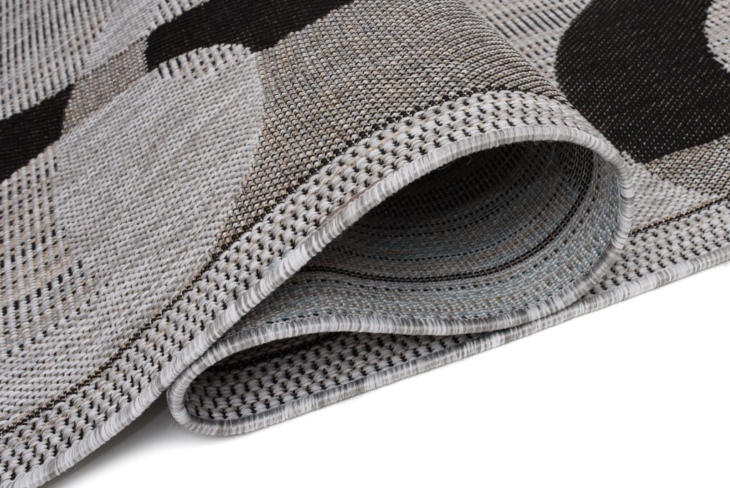 Alfombra Melissa Gris Negro Geométrico Interior Exterior