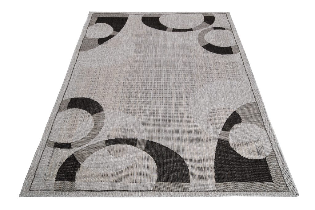Alfombra Melissa Gris Negro Geométrico Interior Exterior