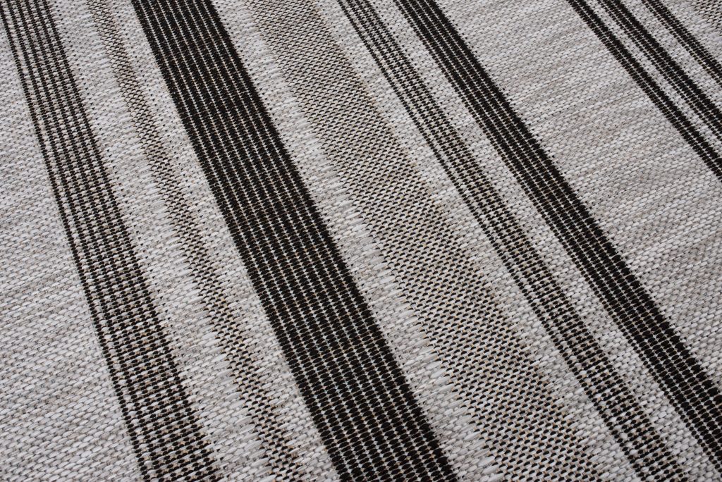 Alfombra Melissa Gris Negro Rayas Interior Exterior