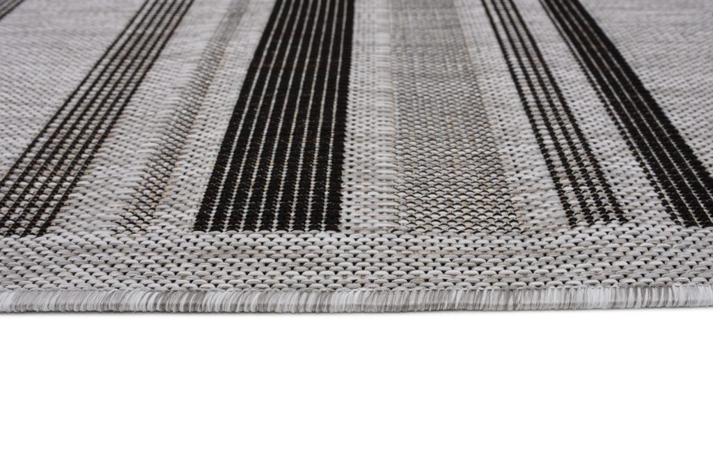 Alfombra Melissa Gris Negro Rayas Interior Exterior