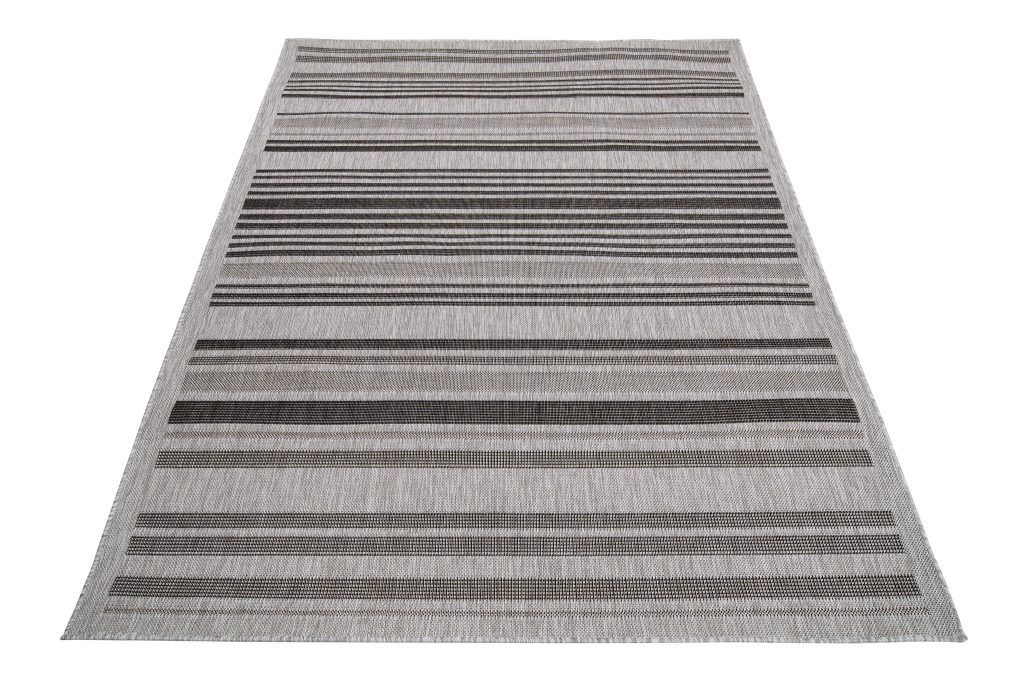 Alfombra Melissa Gris Negro Rayas Interior Exterior