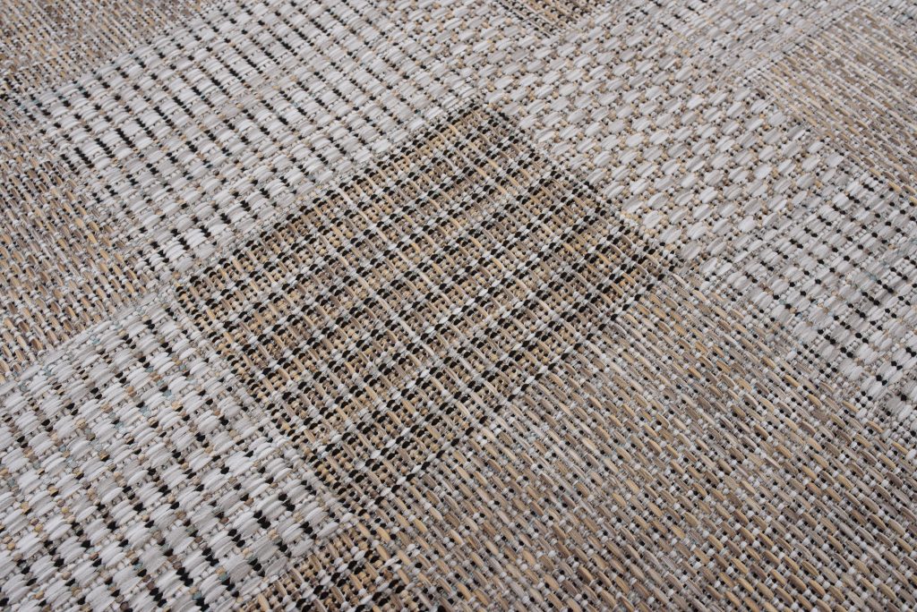 Alfombra Melissa Marrón Gris Cuadrados Interior Exterior