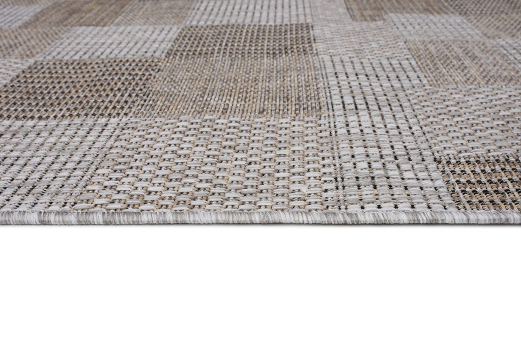 Alfombra Melissa Marrón Gris Cuadrados Interior Exterior