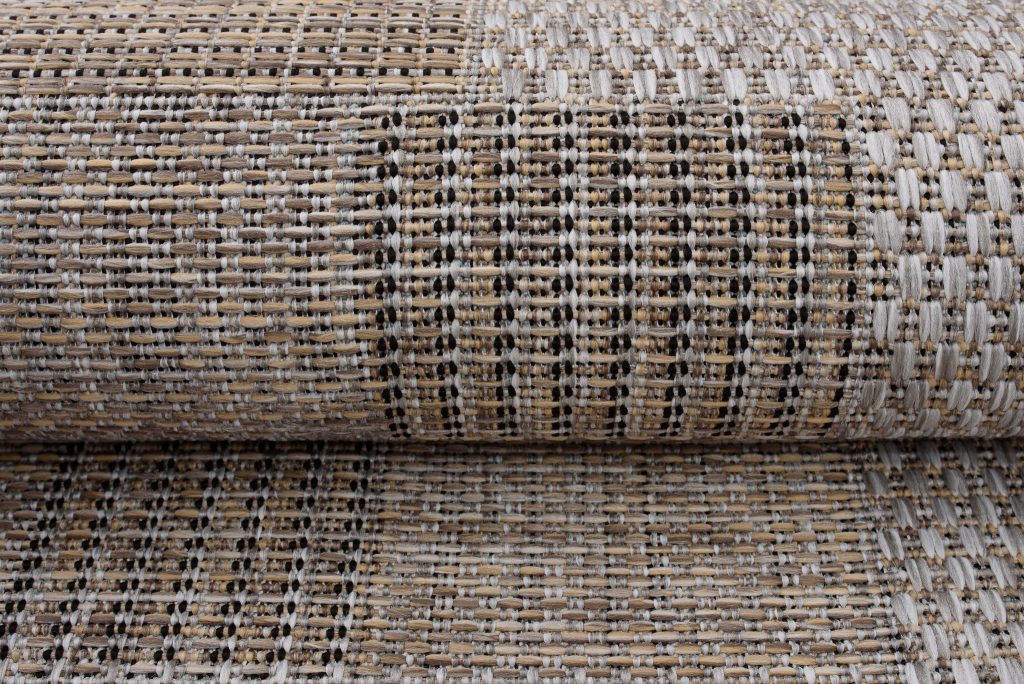Alfombra Melissa Marrón Gris Cuadrados Interior Exterior