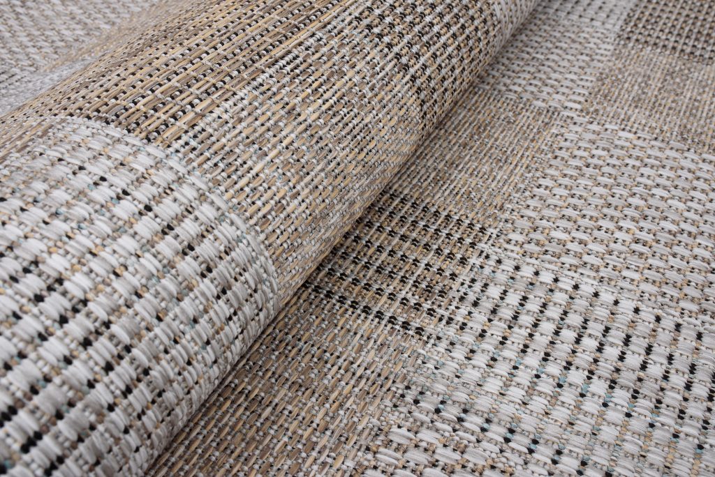 Alfombra Melissa Marrón Gris Cuadrados Interior Exterior