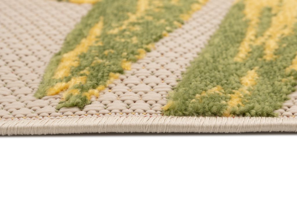Alfombra Exterior Patio Crema Verde Hojas