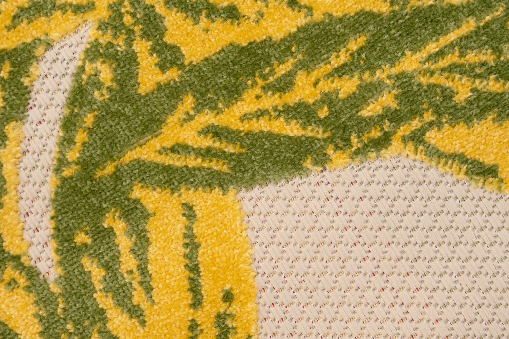 Alfombra Exterior Patio Crema Verde Hojas