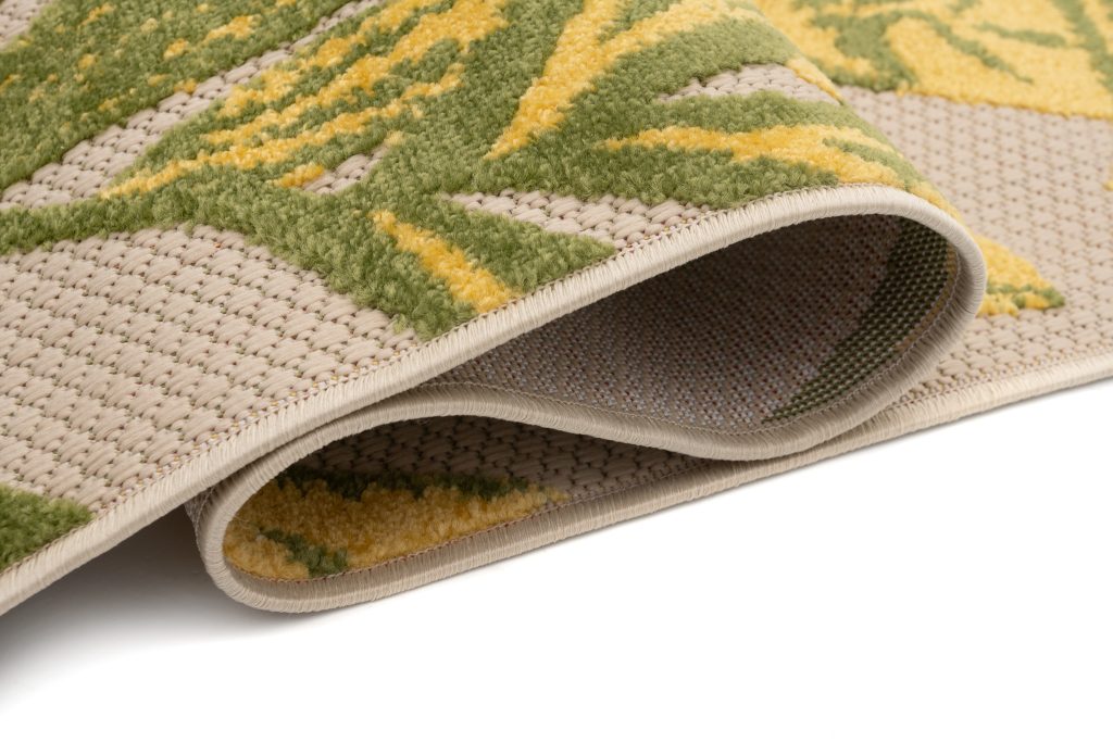 Alfombra Exterior Patio Crema Verde Hojas