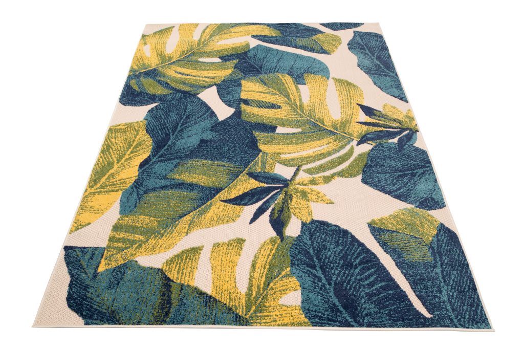Alfombra Exterior Patio Crema Hojas de Palma