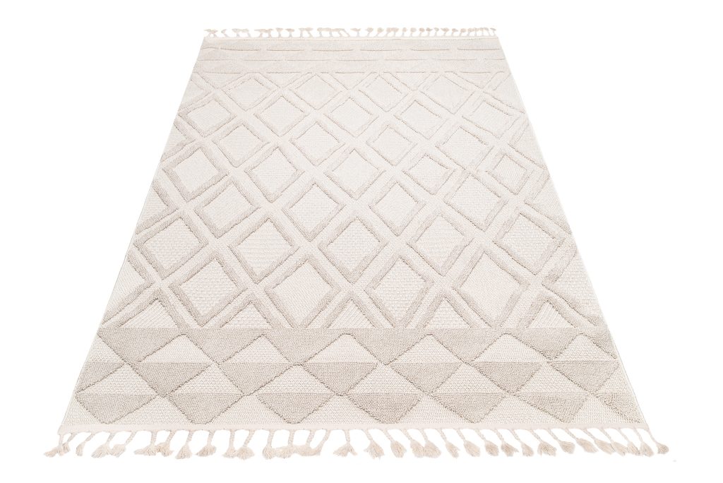 Alfombra Timber Interior Exterior Beige Rombos Triángulos