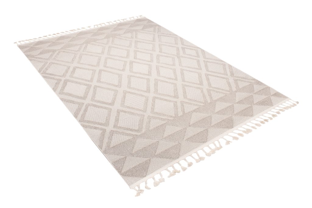 Alfombra Timber Interior Exterior Beige Rombos Triángulos