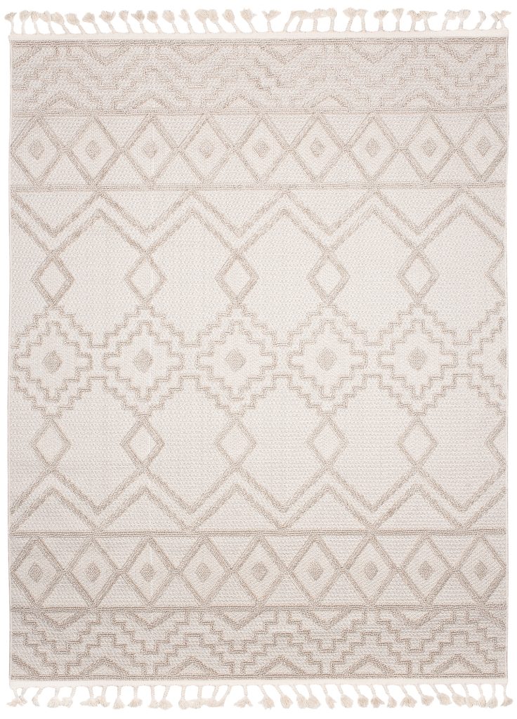 Alfombra Timber Interior Exterior Beige Marroquí con Flecos