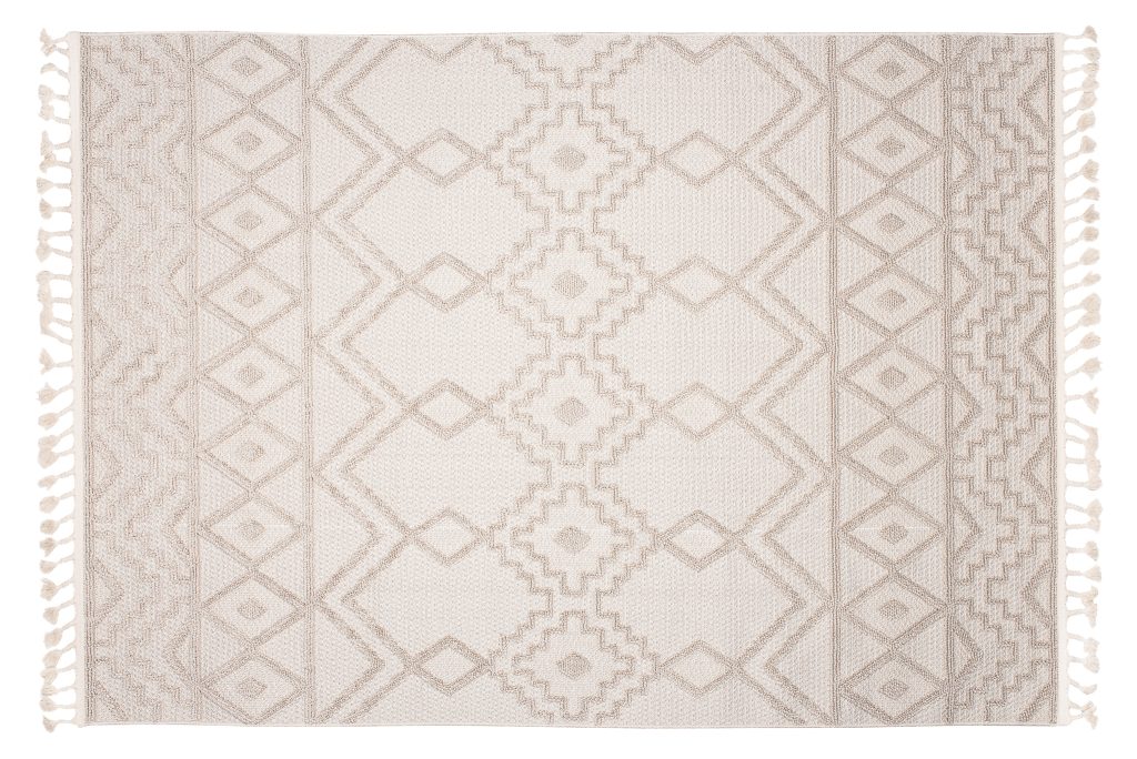 Alfombra Timber Interior Exterior Beige Marroquí con Flecos