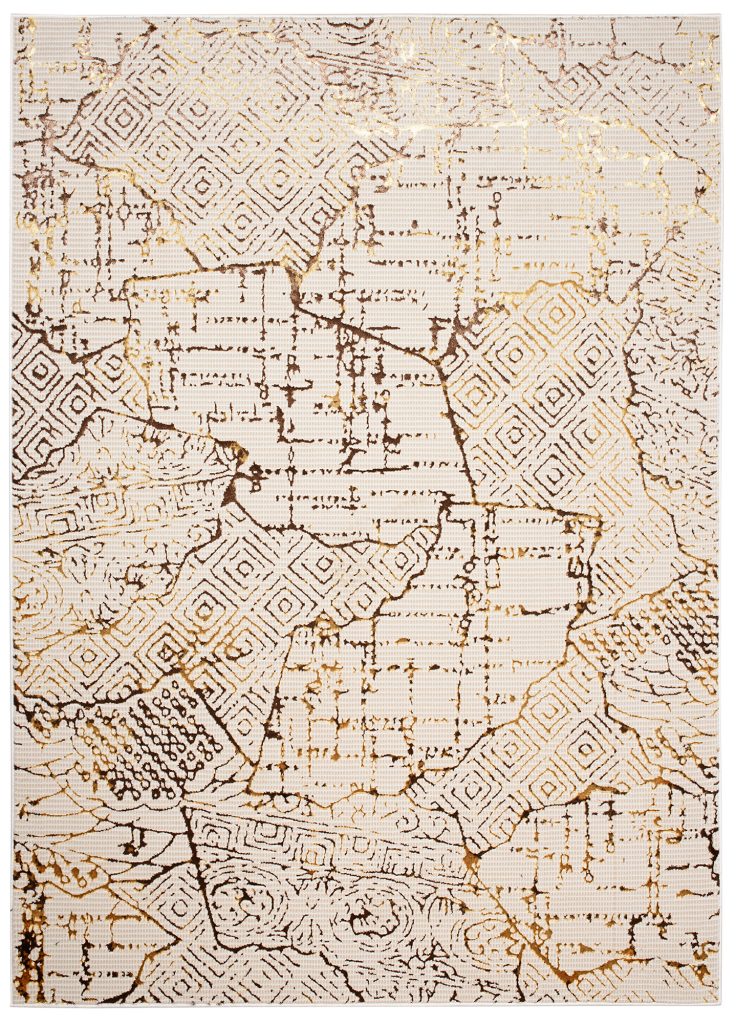 Alfombra Golden Crema Dorado Patchwork