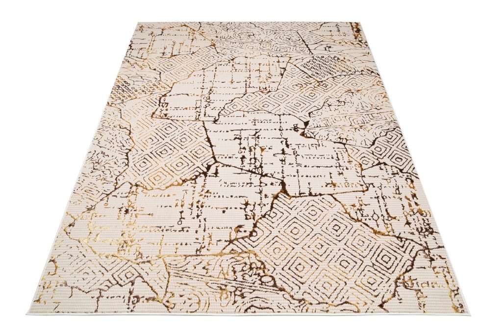 Alfombra Golden Crema Dorado Patchwork