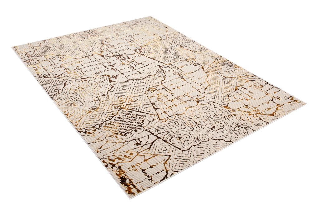 Alfombra Golden Crema Dorado Patchwork