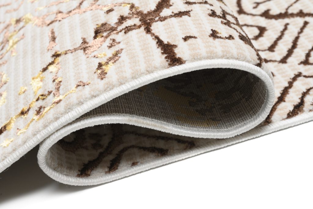Alfombra Golden Crema Dorado Patchwork