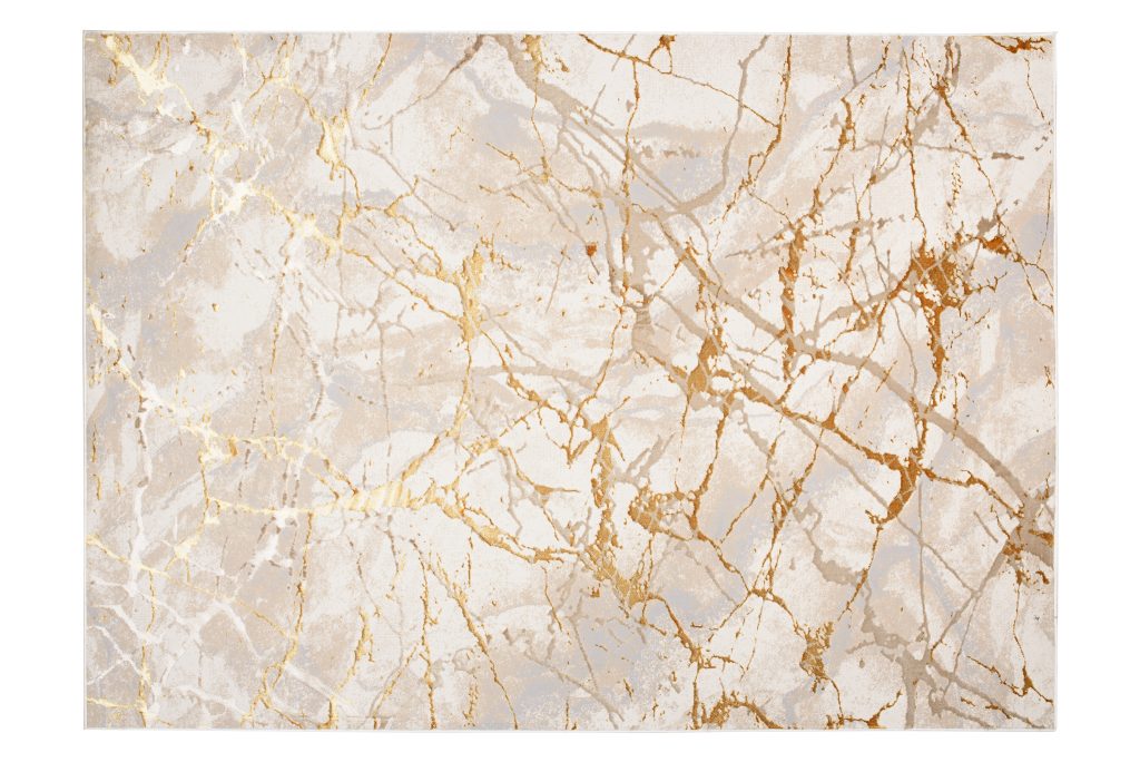 Alfombra Golden Crema Dorado Abstracto Líneas