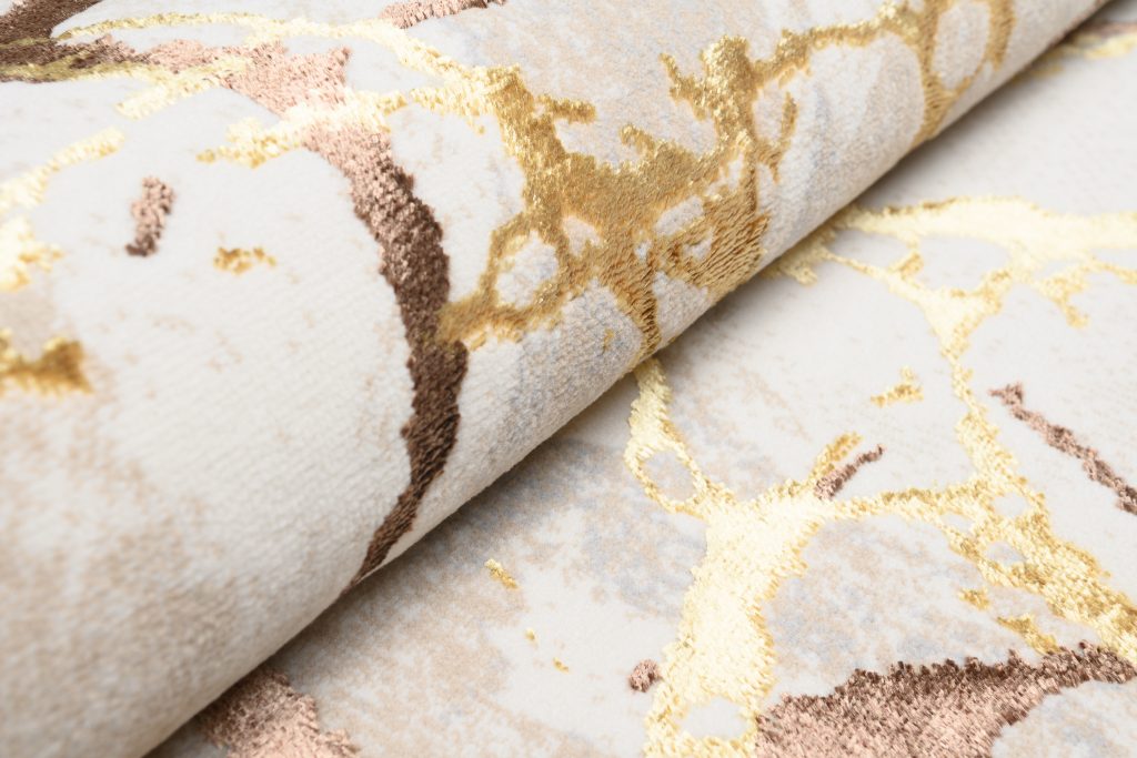 Alfombra Golden Crema Dorado Marrón Líneas