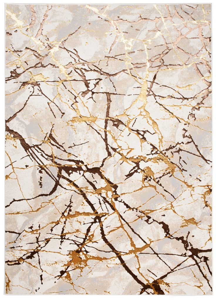 Alfombra Golden Crema Dorado Marrón Líneas