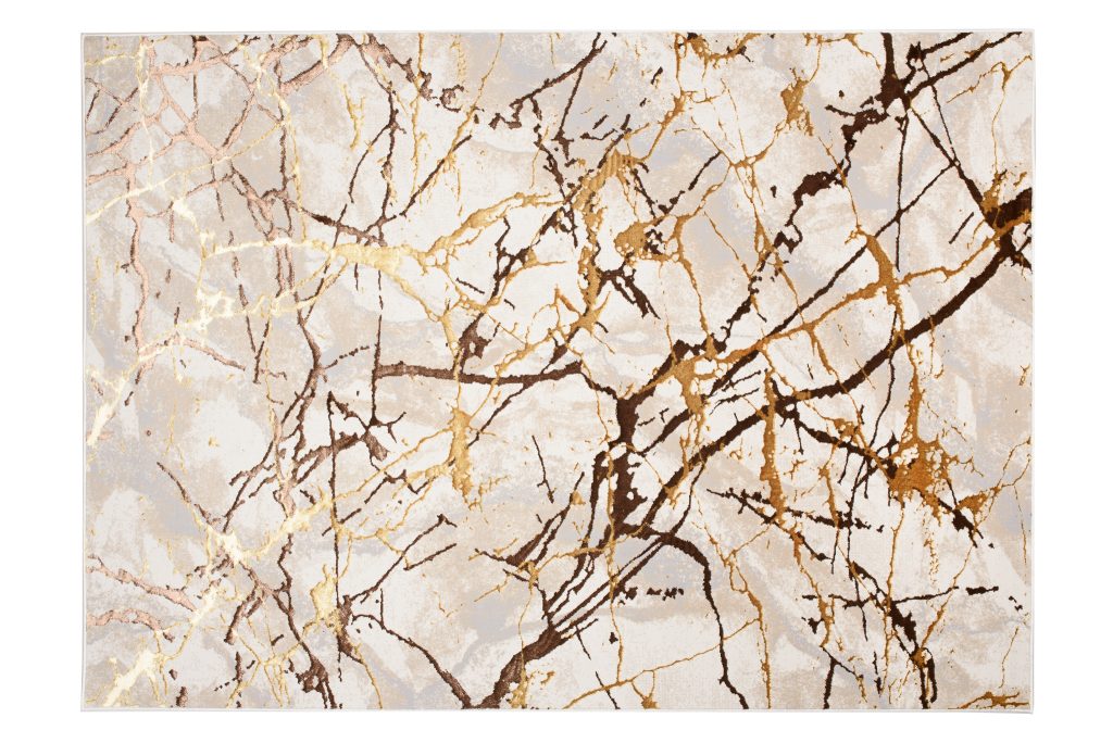 Alfombra Golden Crema Dorado Marrón Líneas