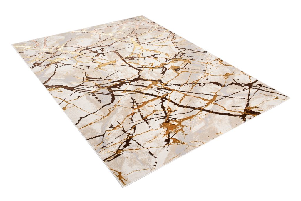 Alfombra Golden Crema Dorado Marrón Líneas